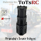 N Scale 1:160 3D Printed Building - Dracula’s Tower PLA Eclipse Black
