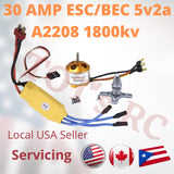 A2208 1100kv 1400kv 1800kv - 2600kv | 30A ESC 3s ESC XT60 | DEANS  Airplane