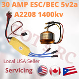 A2208 1100kv 1400kv 1800kv - 2600kv | 30A ESC 3s ESC XT60 | DEANS  Airplane