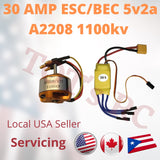 A2208 1100kv 1400kv 1800kv - 2600kv | 30A ESC 3s ESC XT60 | DEANS  Airplane