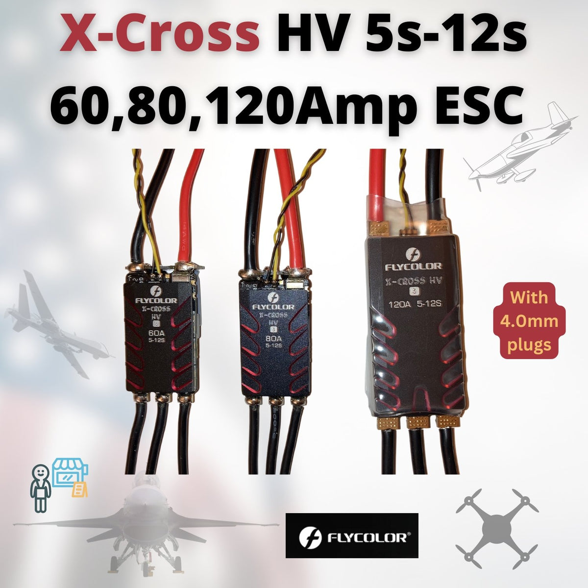 Flycolor 90A su geçirmez fırçasız ESC elektronik hız kontrol 5.5V/5A BEC XT90 4 Flycolor 90A su geçirmez fırçasız ESC elektronik hız kontrol 5.5V/5A BEC XT90 4