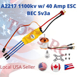 A2217 1100KV - 1500kv | 40a ESC 4s ESC 40amp XT60 | Deans  | rc plane FPV Wing