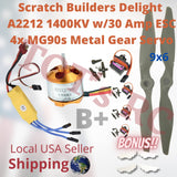 A2212 1000kv-1400kv | 30 AMP ESC 4x MG90s Mini Servo 3s ESC 30a ESC Props 9x6