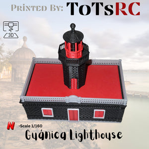 N Scale 1:160 3D Printed Building - Guanica Lighthouse Puerto Rico Limited!! Blk