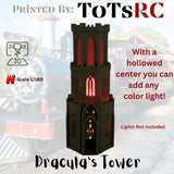 N Scale 1:160 3D Printed Building - Dracula’s Tower PLA Eclipse Black