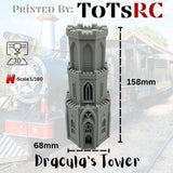 N Scale 1:160 3D Printed Building - Dracula’s Tower PLA Eclipse Black