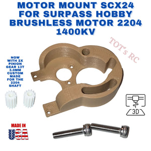 SCX24 Motor Mount for Surpass Hobby 2204 1400kv Brushless Motor w/bolts