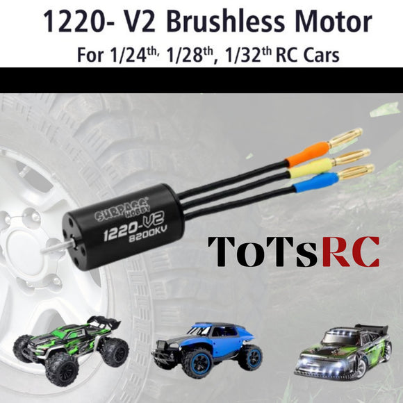 Surpass Hobby 1220 v2 8200kv Brushless Motor for 1/24 1/28 1/32 RC Cars - Black