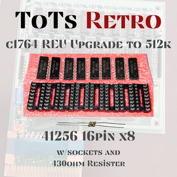 Commodore 1764 REU Ram Expansion 512k Upgrade Kit 16Pin DIP w/Sockets TESTED!!