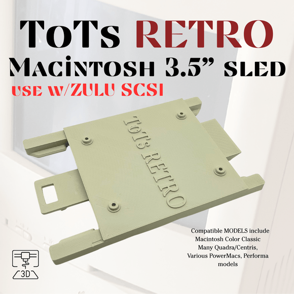 Apple Macintosh 3.5” Drive sled for ZULU SCSI 3d Printed Mac Color Classic
