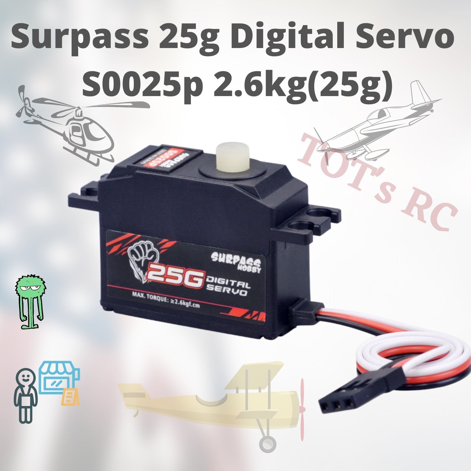 SURPASS HOBBY S0025P 25g Nylon servo TREX 500 1/12 RC Car/Airplane