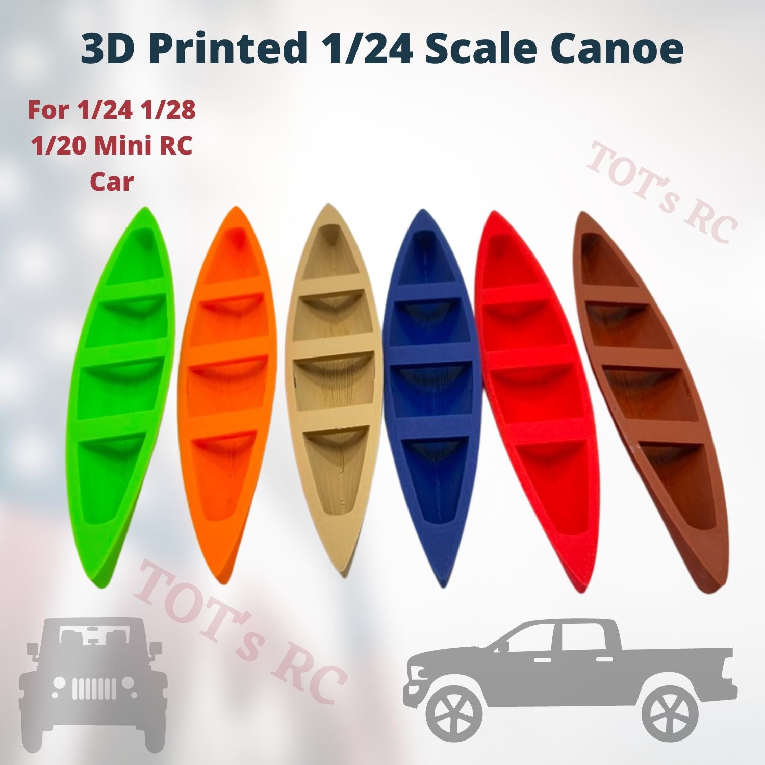 Canoe 3D Printed Model RC Car Crawler Accessories 1/24 1/28 1/20 Scale -  ToTsRC