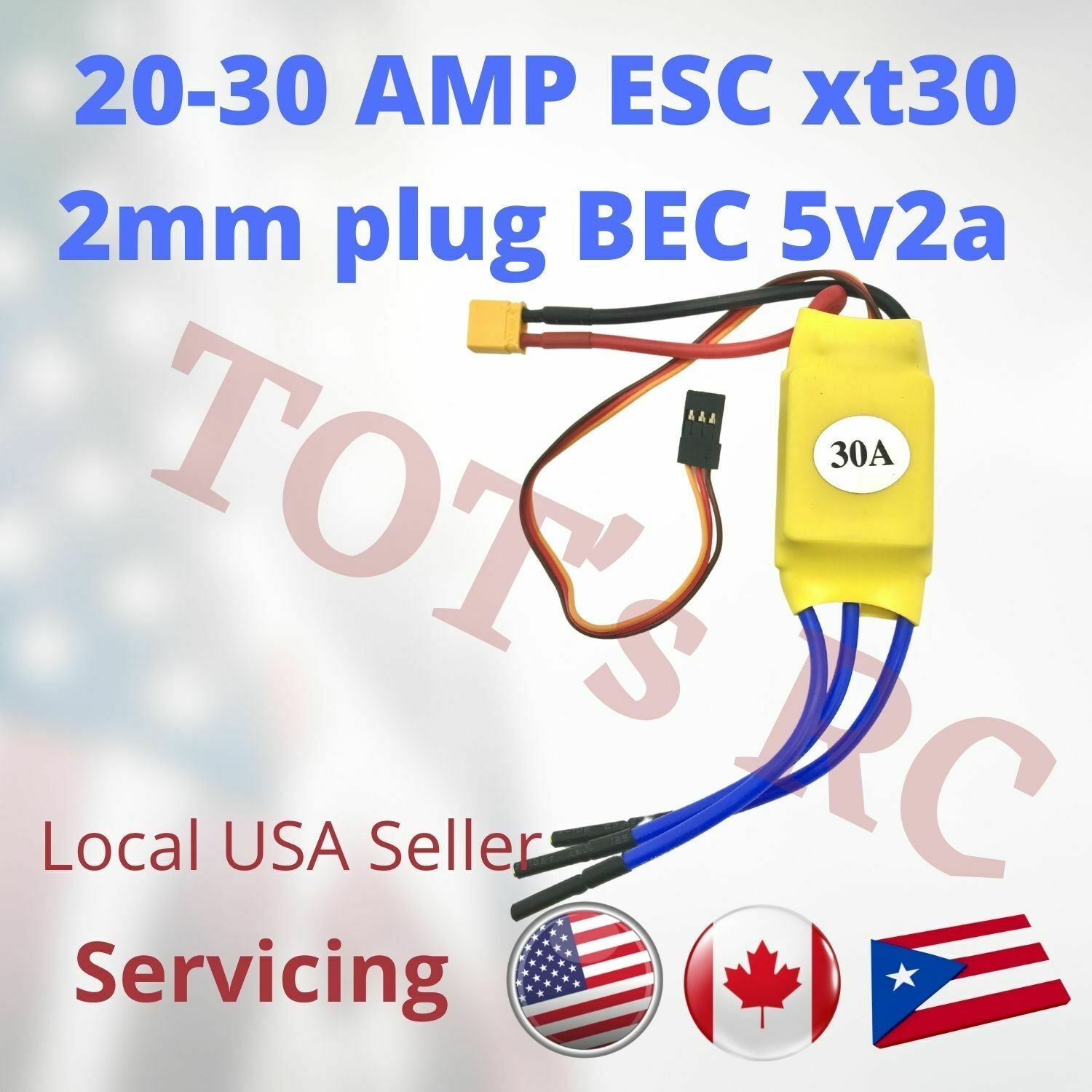 30 AMP ESC 30a ESC 3s ESC XT60 Deans XT30 BEC 5v2a RC Plane – ToTsRC ...
