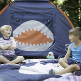 FireFLY! Finn the Shark Kid's Camping Combo Tent,Sleeping Bag,Lantern