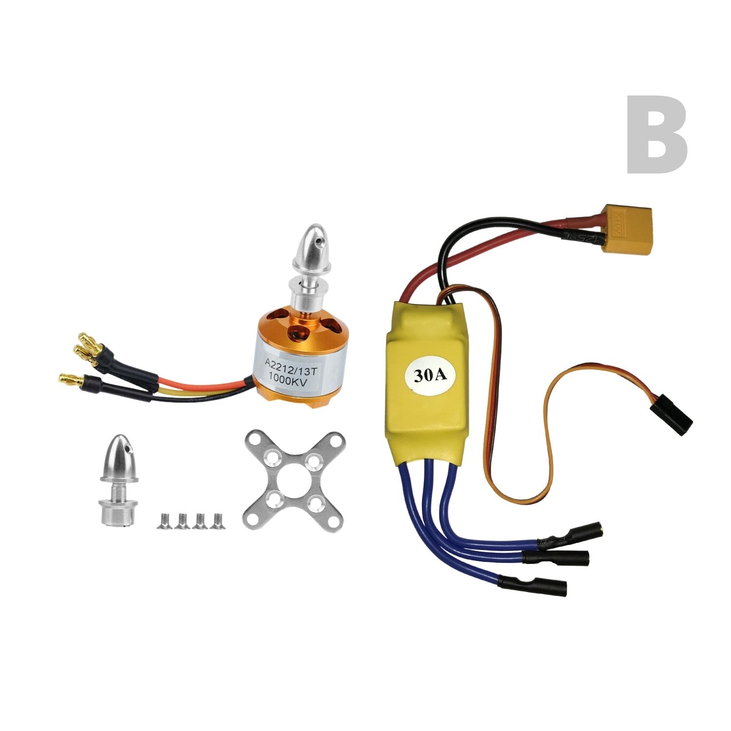Moteur Brushless A2212 1000KV + ESC 30A + Hélices 1045 – Kit Complet Quadcoptère Drone RC Avion