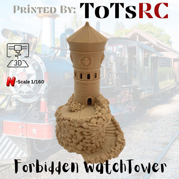 N Scale 1:160 3D Printed Building - Forbidden Watch Tower PLA