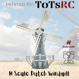 N Scale 1:160 3D Printed Building - Dutch Windmill PLA