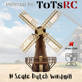 N Scale 1:160 3D Printed Building - Dutch Windmill PLA