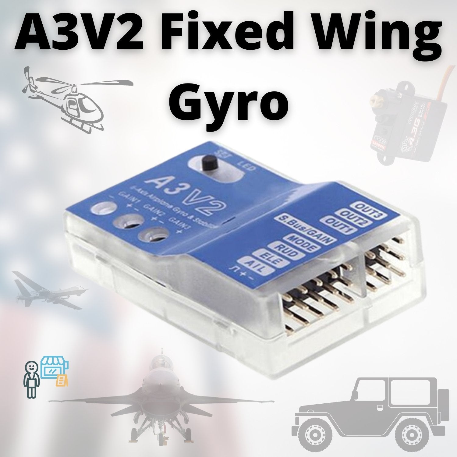 6 Axis Gyro A3V2 RC Air Plane Flight Stabilizer Fixed Wing ToTsRC