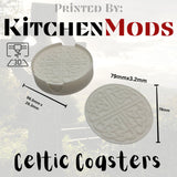 Celtic Coasters 3D Printed, Novelty Item, For Kitchen, Restaurant, Gift