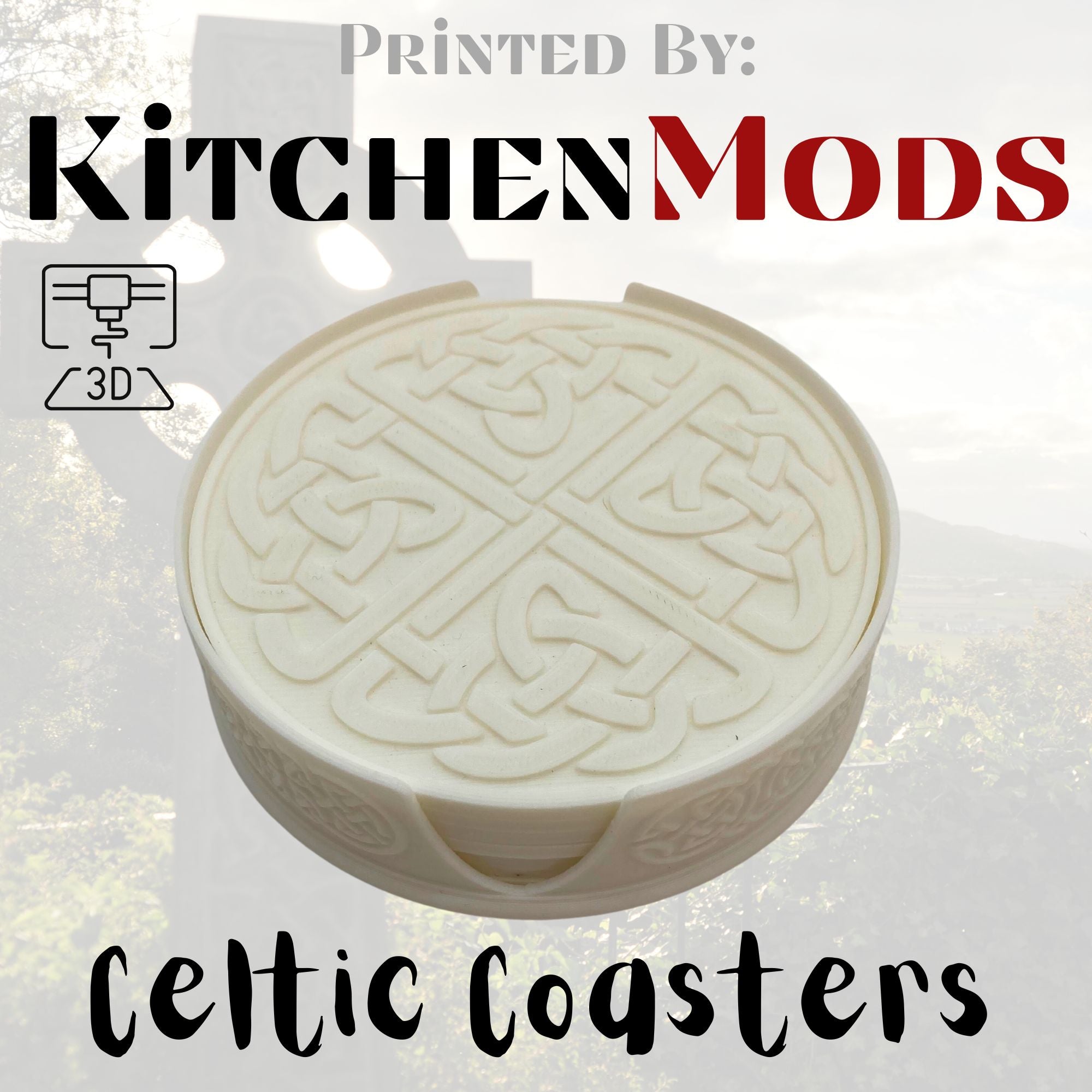 Celtic Coasters 3D Printed Novelty Item For Kitchen Restaurant