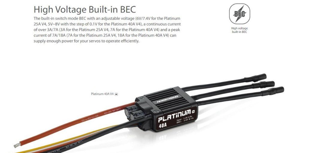 Hobbywing PLATINUM 25A 40A 60A 80A 120amp ESC 2-6s For Helicopter
