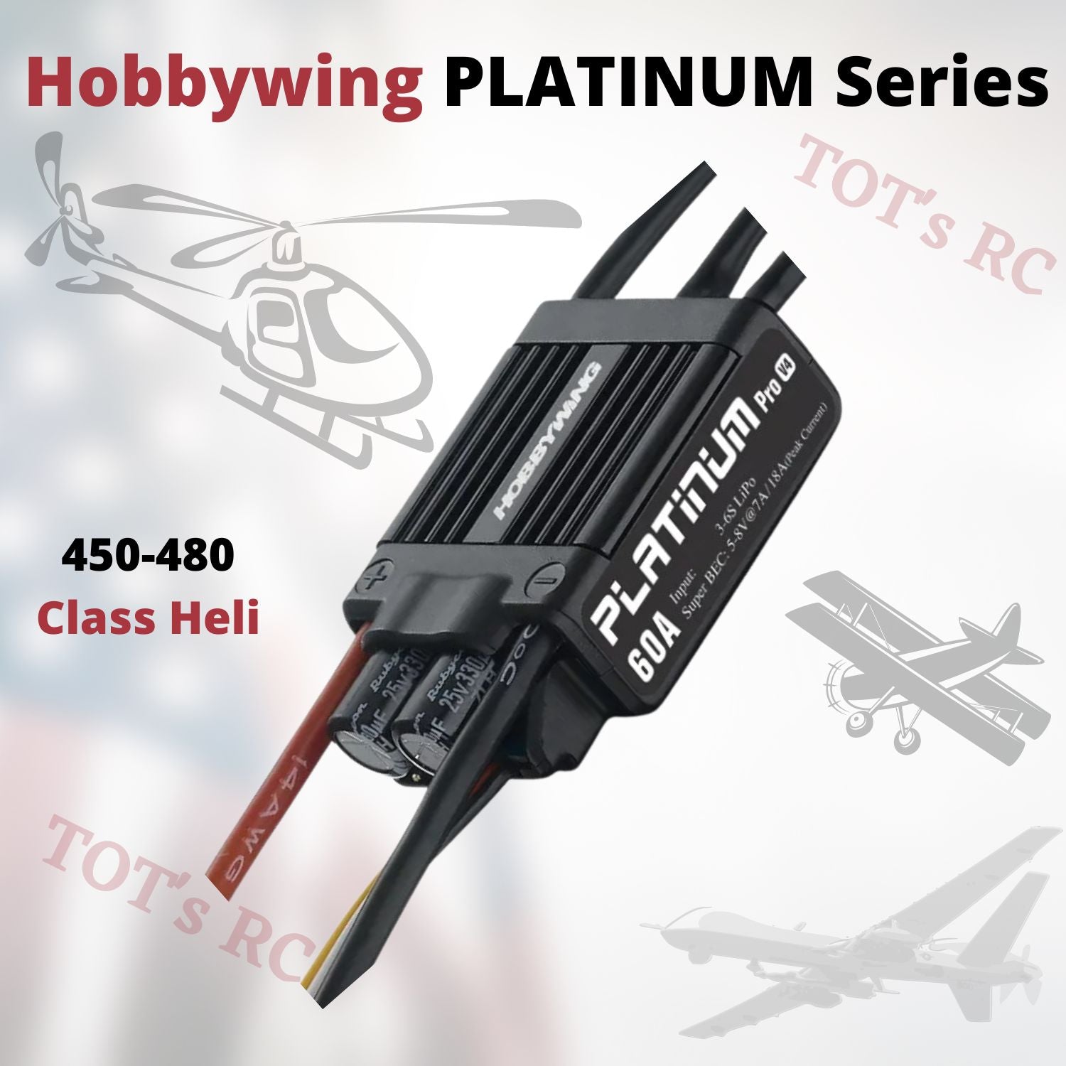 Hobbywing PLATINUM 25A 40A 60A 80A 120amp ESC 2-6s For Helicopter